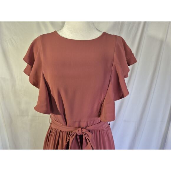 New Ivy City Co Flowy Ruffle Mauve Dress M - Picture 3 of 7